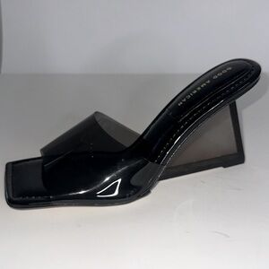 Good American Wedge Clear Mule Black Slide 11